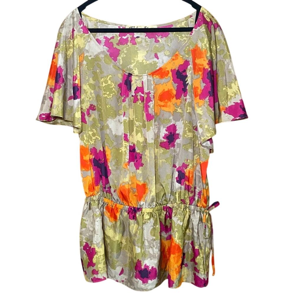 Agua Blues - Women's Size L - Silky Colorful Blouse